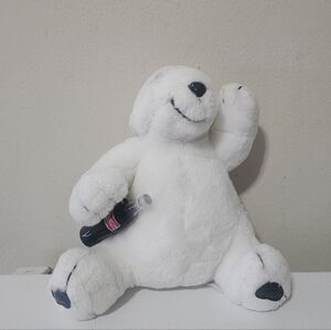 Vintage Coca Cola White Polar Bear, Coke Bottle Waving